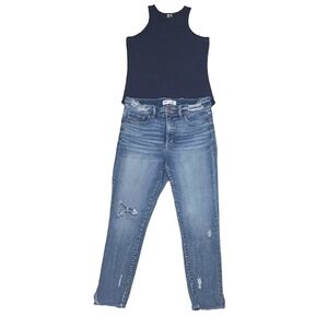 BKE Parker Universal Fit Ankle Jean High Waist Rise Skinny Whiskered Distressed
